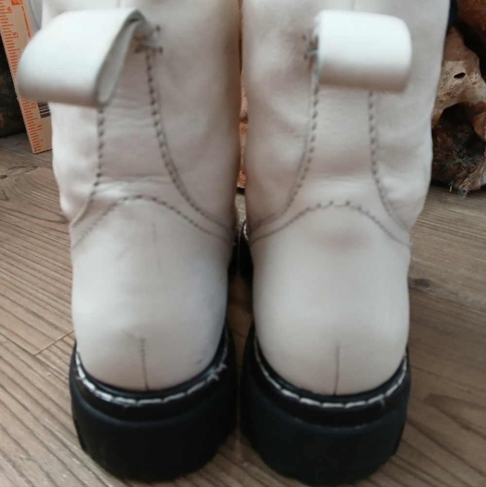 RAG & BONE Shiloh White LEATHER Lace Up COMBAT BOOTS Women's Shoe Size 7.5 38 - Picture 6 of 10